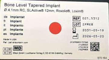 法国官方召回源每日巡检：RAPPEL DE PRODUIT Dispositifs médicaux PUBLIÉ LE 04/08/2026 Implantologie dentaire BLT Ø4.1mm RC, SLActive 12mm, TiZr, NTP – Institut Straumann AG Rappel n° R2621001 de