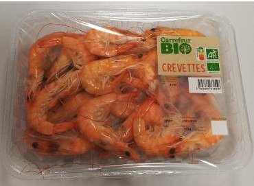 Crevettes entières cuites réfrigérées Bio Litopenaeus Vannamei 300g calibre 40/60 高风险召回