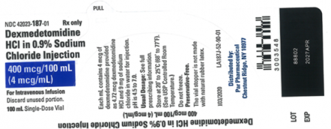 Par Health 自愿召回两批 Dexmedetomidine HCl 注射液